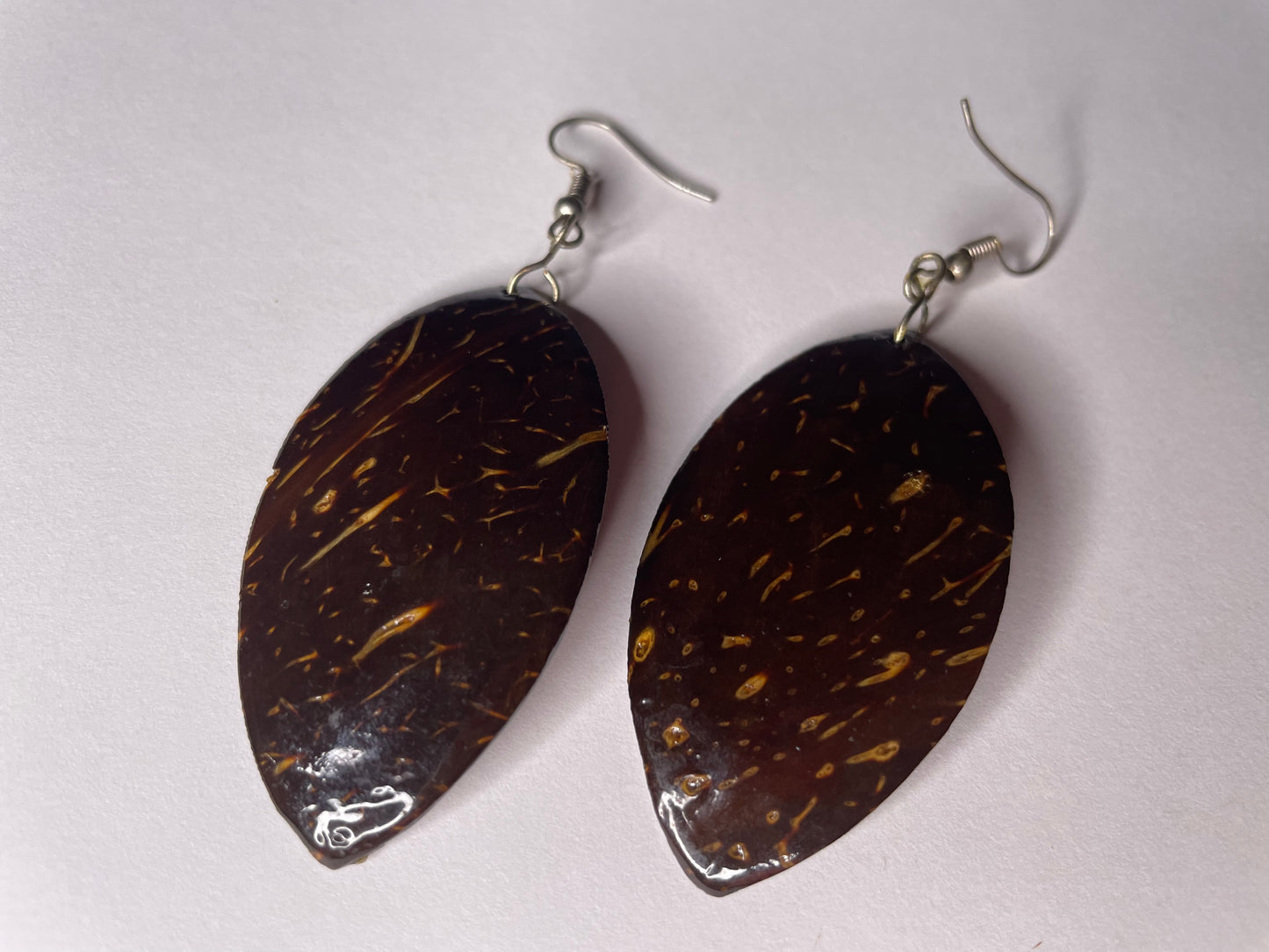Oval Coconut Shell Earrings