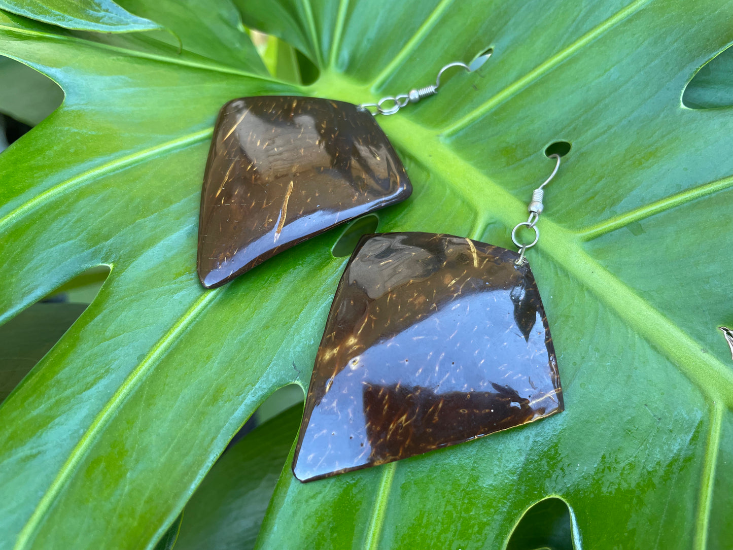 DIAMOND CUT Coconut Shell Earrings