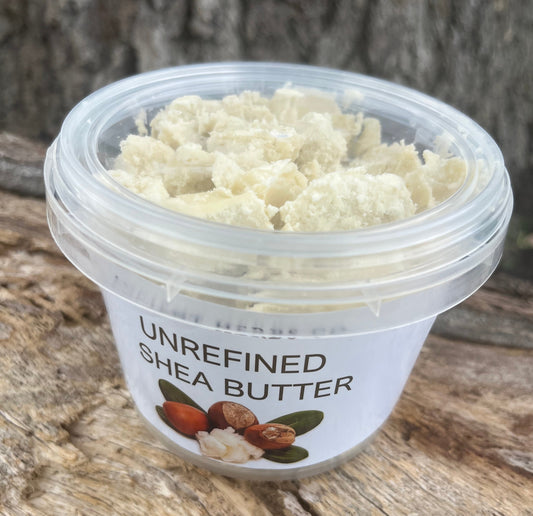 Jar of unrefined african shea butter