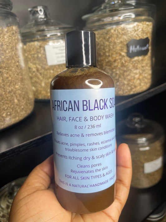 African Black Soap Hair & Body Wash 8 oz